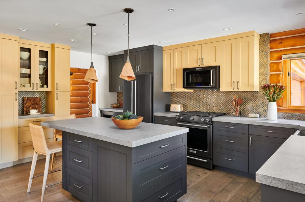 A custom kitchen with an island