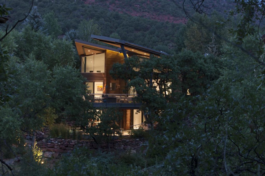 A unique luxury home at night