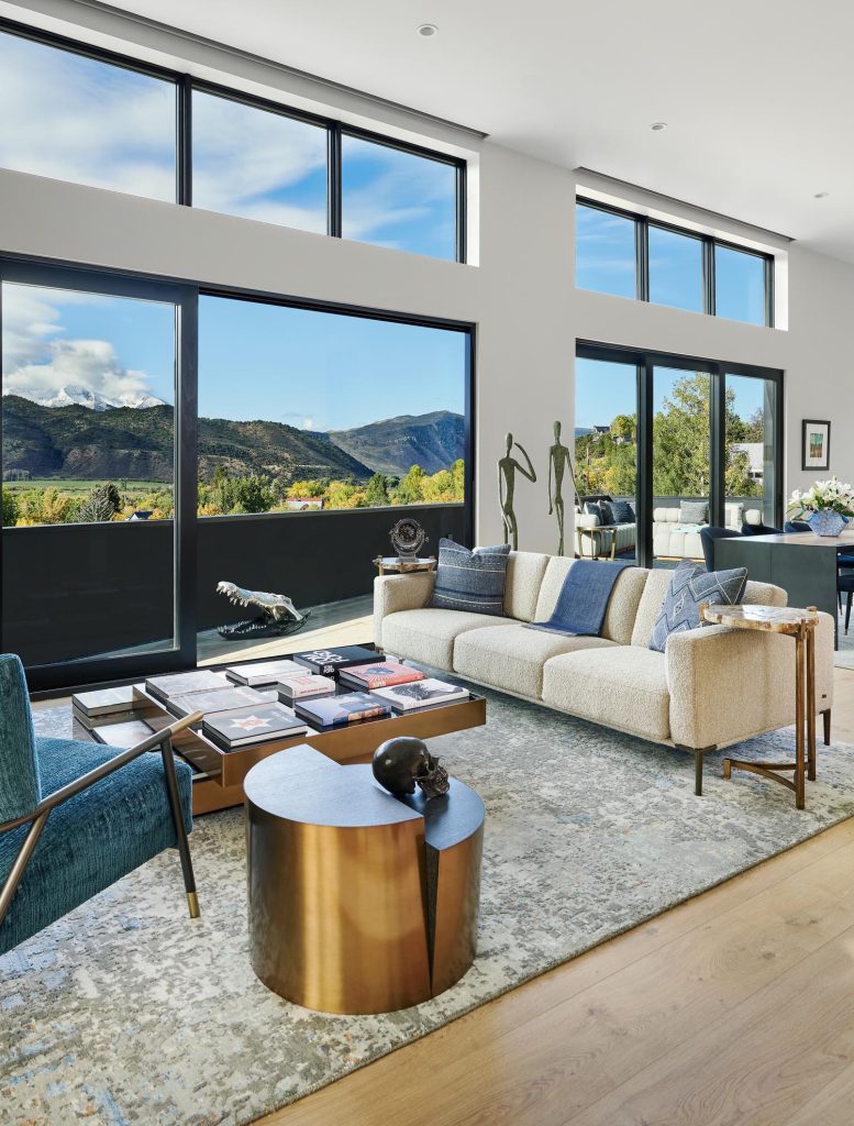 A luxury living room looking out to the mountains