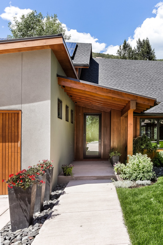 The entryway of a custom modern home