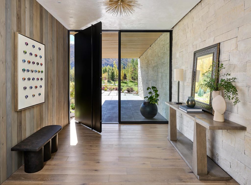 An airy glass foyer