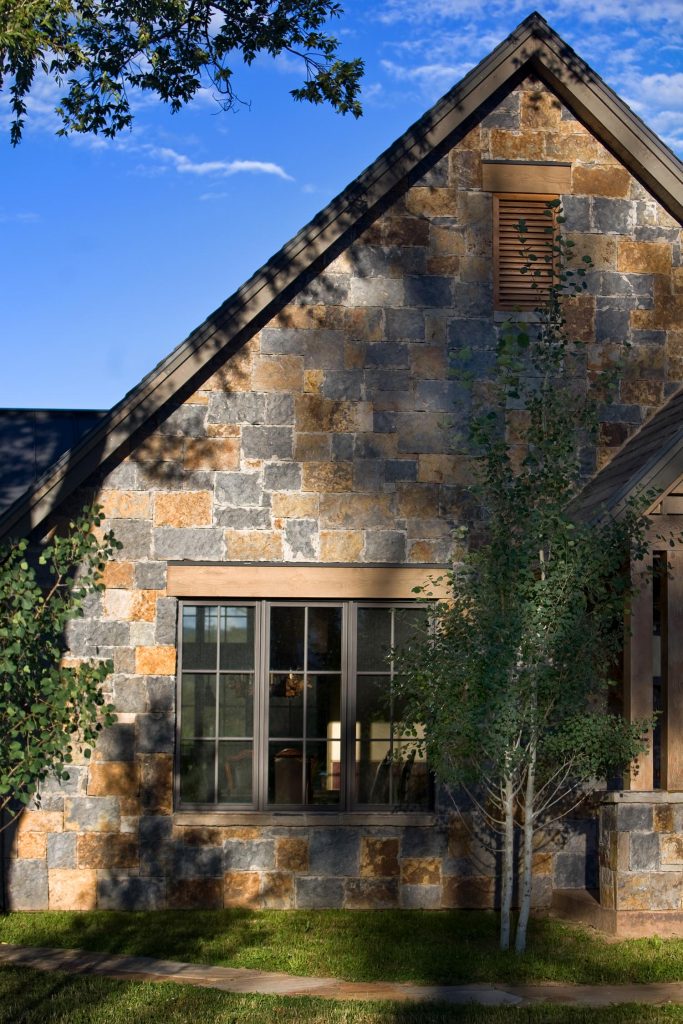 The exterior of a stone home