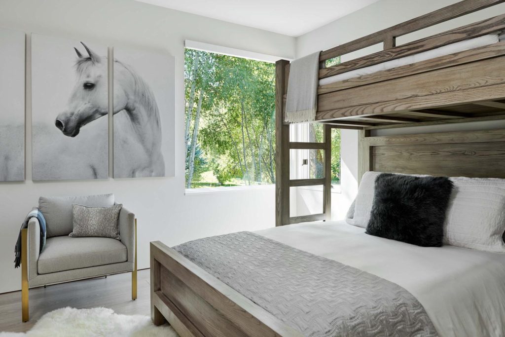 An upscale bedroom with bunk beds