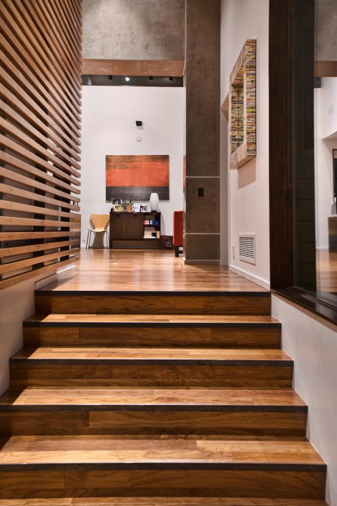 A luxury wooden staircase