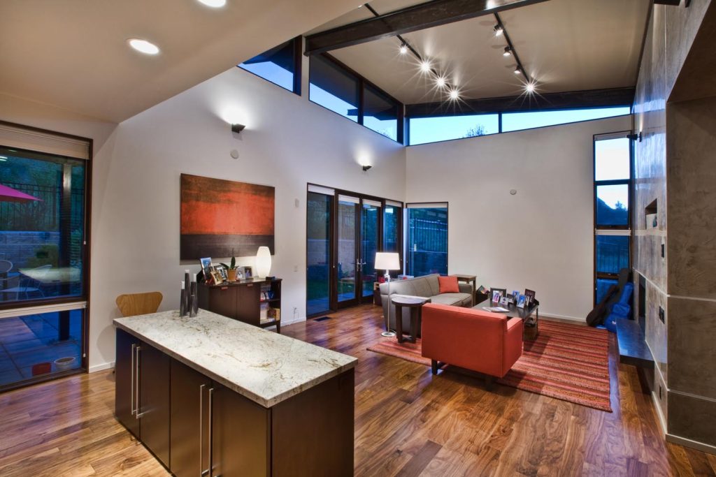 A luxury living room with an open floor plan