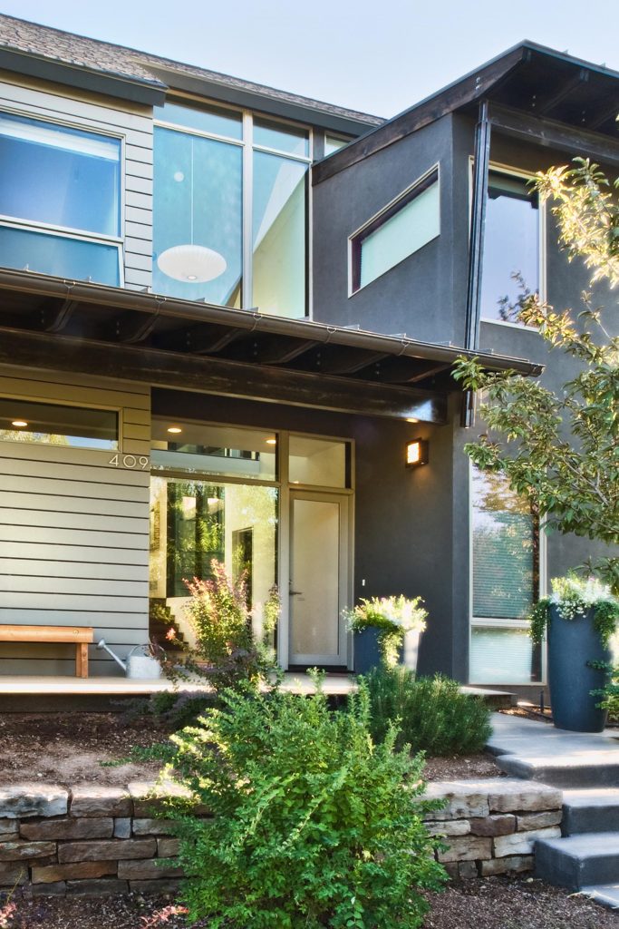 A glass front door and entryway