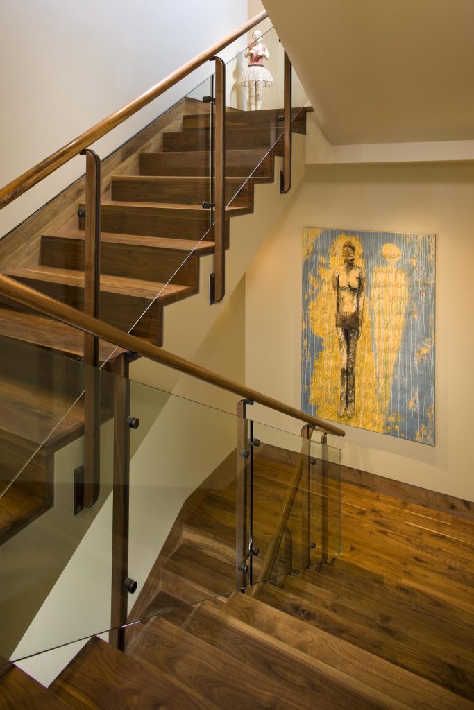 A luxury wooden staircase