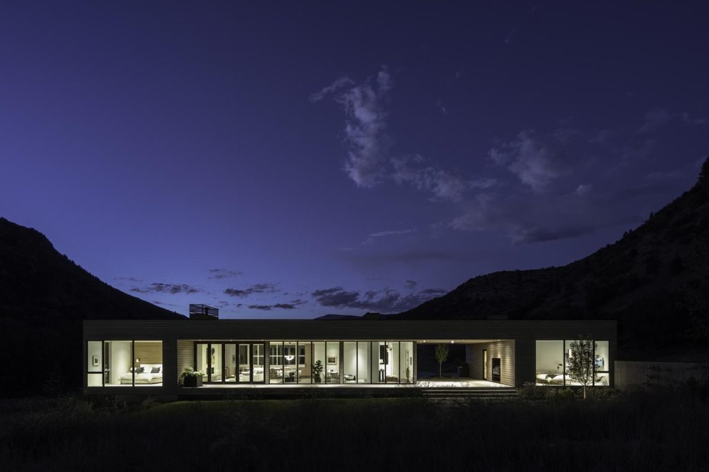 A view of a home at night