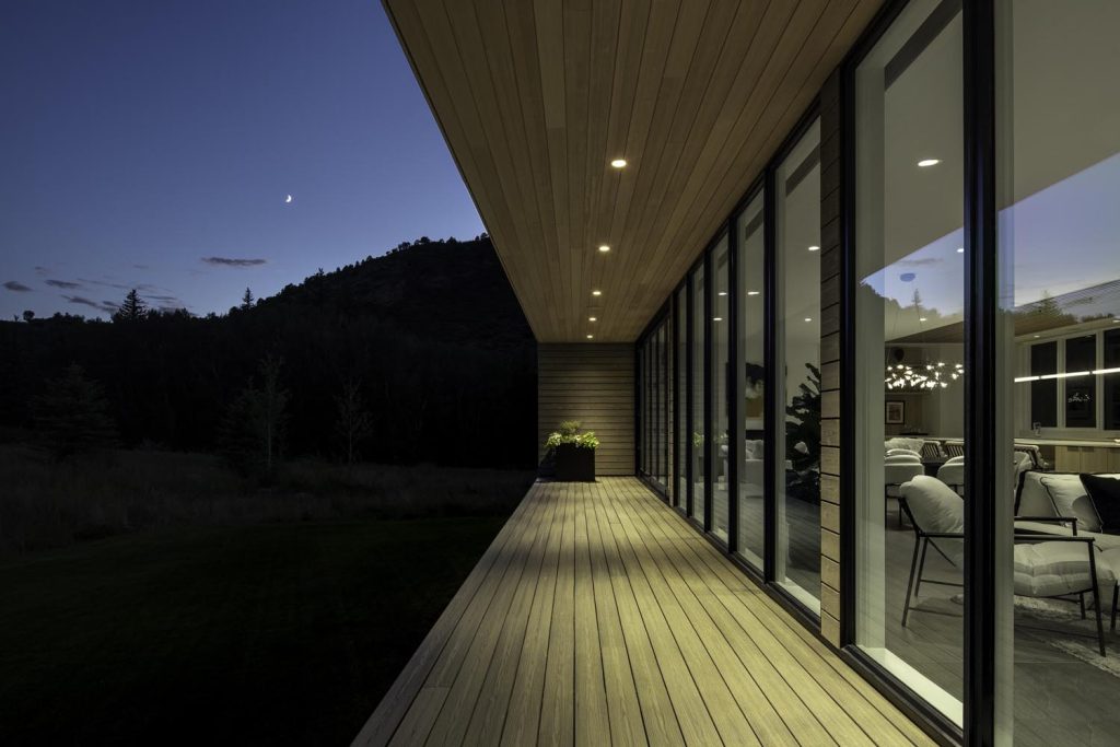 A back porch at night