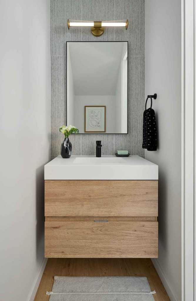 A sleek gray half-bath