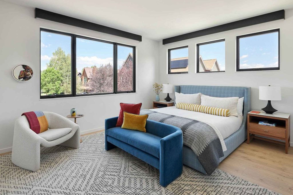 An airy, bright master bedroom